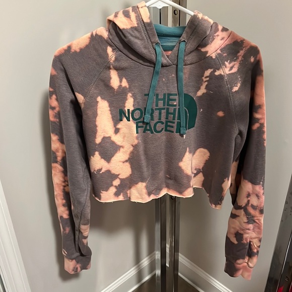 The North Face Tops - Upcycled Bleached North Face Cropped Hoodie